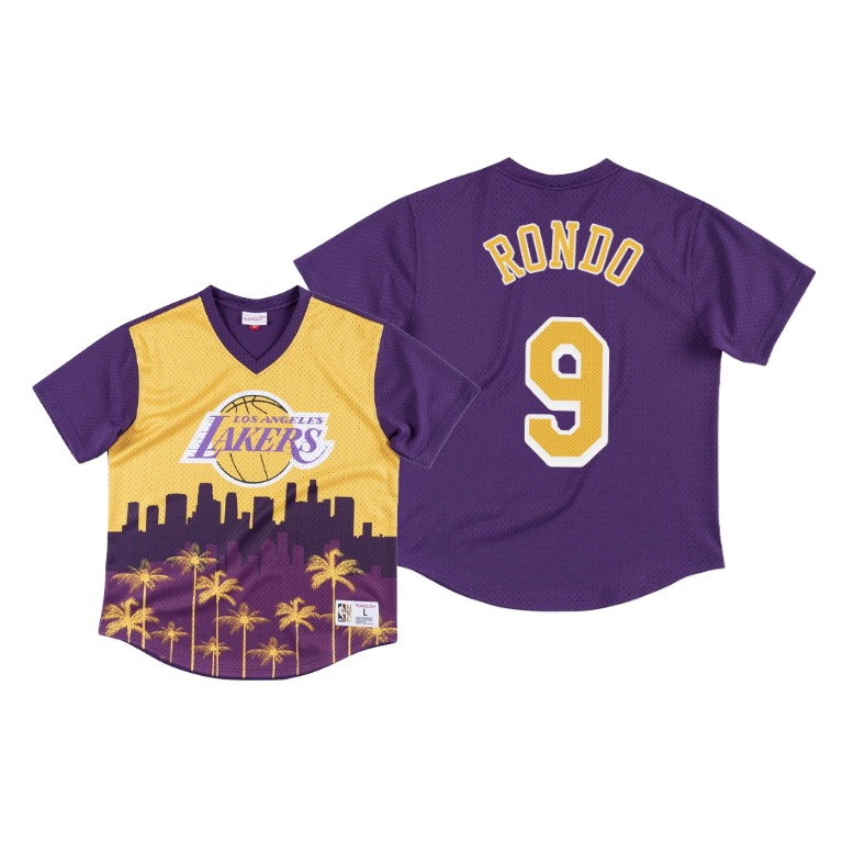 Men's Los Angeles Lakers Rajon Rondo #9 NBA Game Winning Hardwood Classics Gold Basketball T-Shirt YHM5583HT
